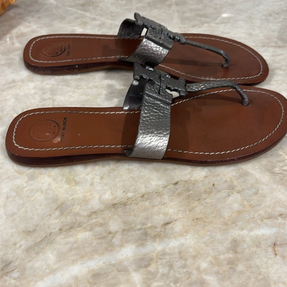 Tory Burch Moore Sandals metallic pewter size 9 - Picture 5 of 9